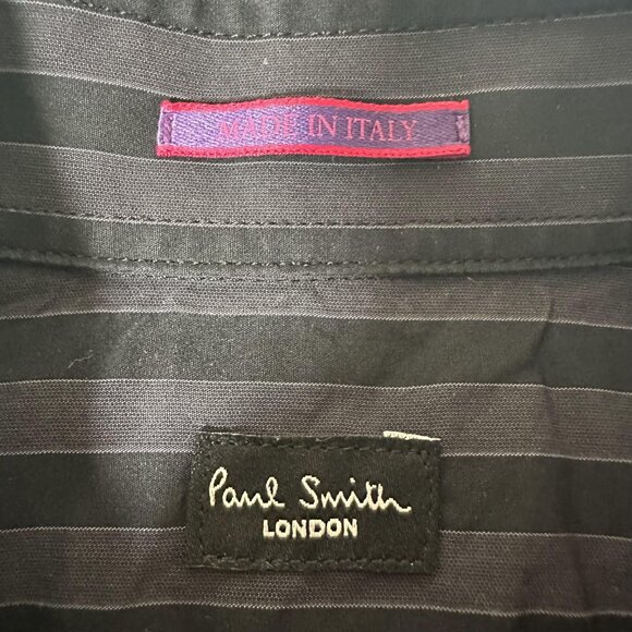 Paul Smith Shirt Men Size 17 43 Long Sleeve Striped 100% Cotton Made in Italy - Picture 3 of 11